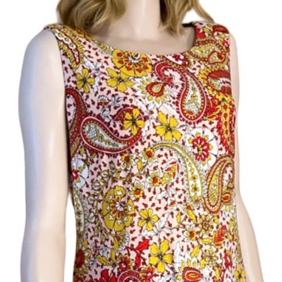 Tommy Hilfiger Dress Jesey Knit Paisley Floral Sleeveless Versatile Sleeveless - Picture 6 of 13